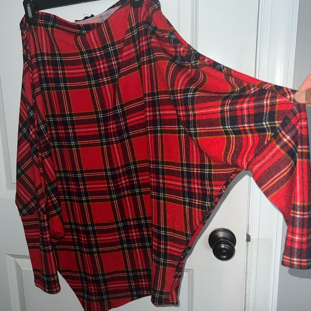 HEIMISH USA Red Black Asymmetrical A-Line Tunic